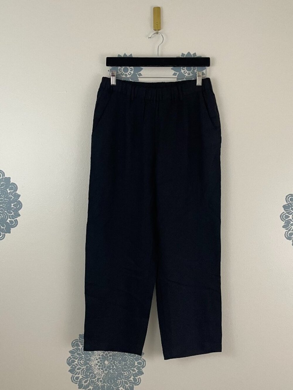 Quince 100% European Linen High Rise Pull-On Pants in Black Size Medium